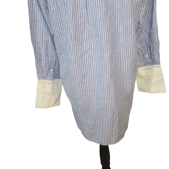 Vero Moda Lenora long sleeved shirt blue and white striped size small - Picture 10 of 13